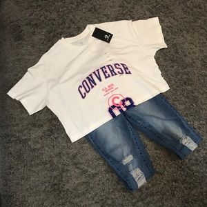 Converse crop top tee